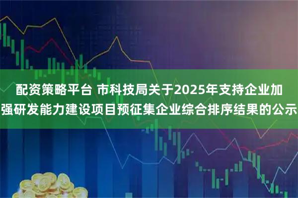 配资策略平台 市科技局关于2025年支持企业加强研发能力建设项目预征集企业综合排序结果的公示
